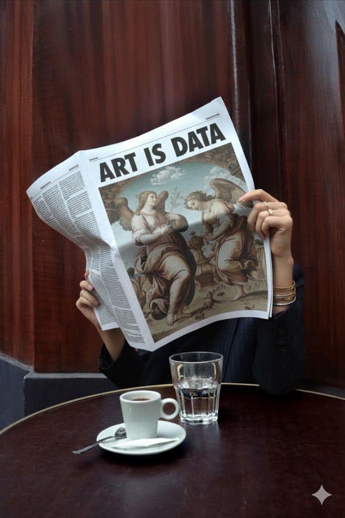 Morning read in a café — "Art is Data"